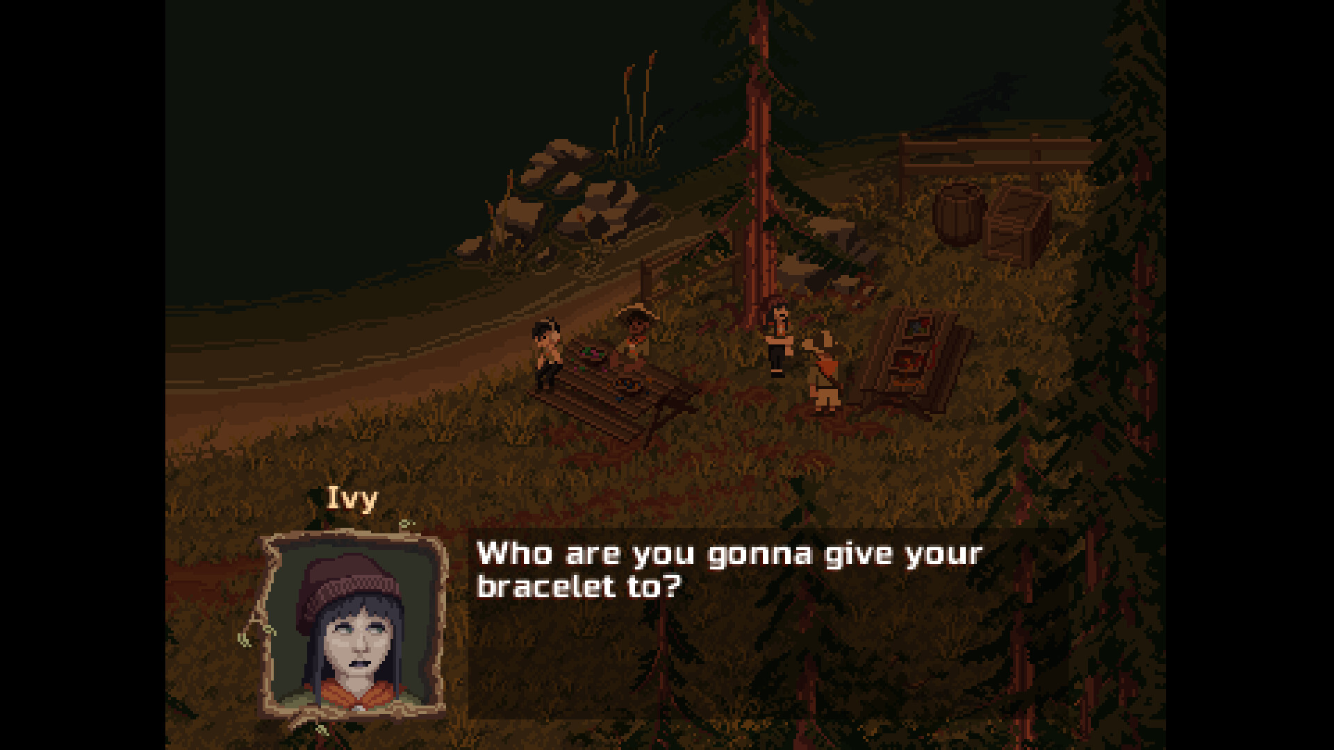 Campers together at the fence, official screenshot