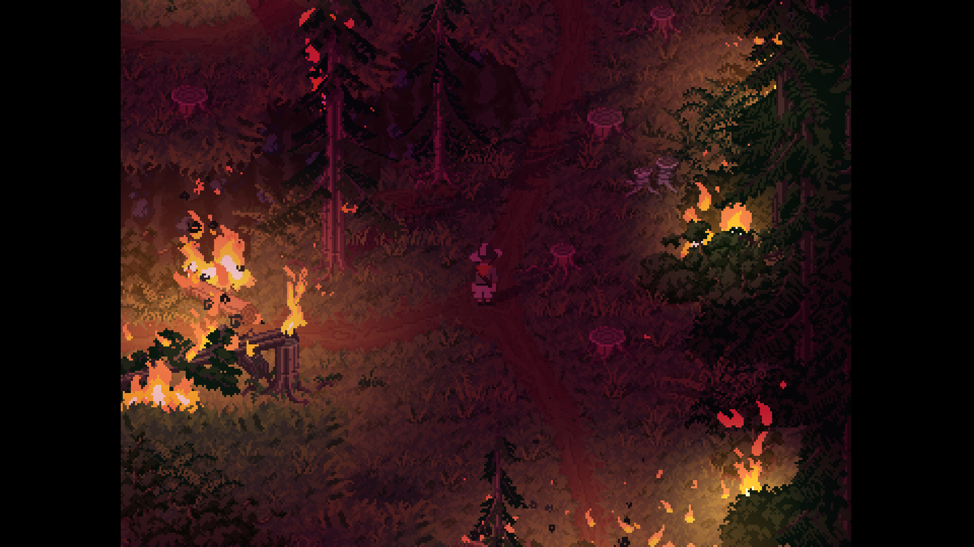 The campfire circle at night, official screenshot
